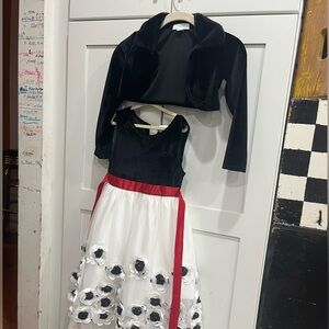 Nannette size 6 girls dress with black bolero jacket white red and black Easter
